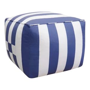 Pasargad Home Galaxy White & Blue Striped Pouf