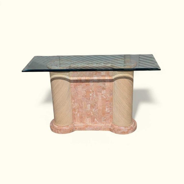 Postmodern Tessellated Stone and Glass Console Table, 1980s, Marble For Sale - Image 13 of 18