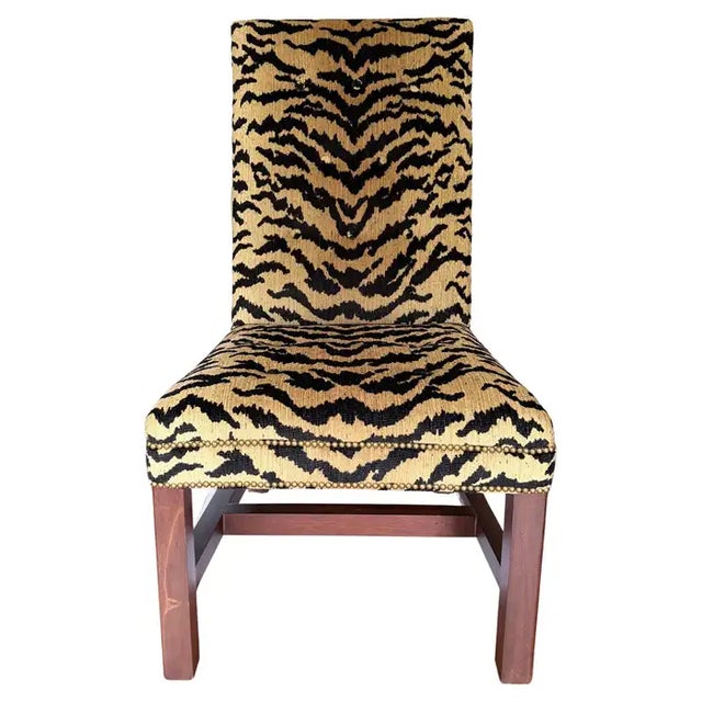 Fabulous Ralph Lauren high-back dining chair custom reupholstered in the most soft, dense, luxurious tiger Aja fabric by...