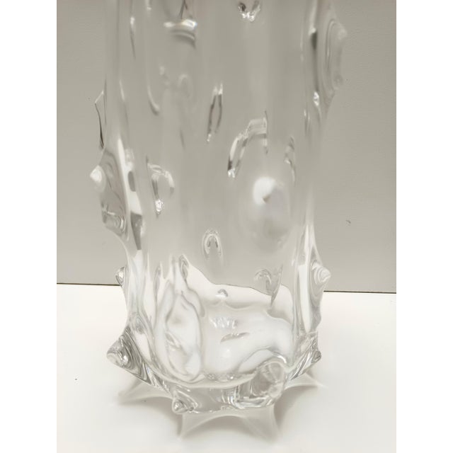 Transparent Mugnoni Murano Glass Vase attributed to Ercole Barovier, Italy, 1940s For Sale - Image 7 of 9