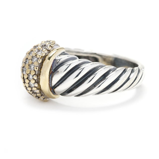 David Yurman Classic Cable Diamond Band Ring 18k Yellow Gold and Sterling Silver, Size 6.25 For Sale - Image 4 of 8