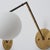 Mid-Century Modern Vintage Italian Geometric Brass and Opaline Globe Wall Sconces, 1950s, Set of 2 For Sale - Image 3 of 14