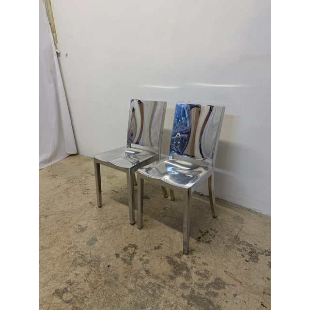 Modern Philippe Starck Polished Aluminum "Hudson" Chairs for Emco - A Pair For Sale - Image 3 of 13