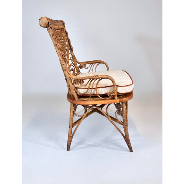 Antique American Victorian Wicker and Caned Settee or Courting Bench For Sale - Image 10 of 12