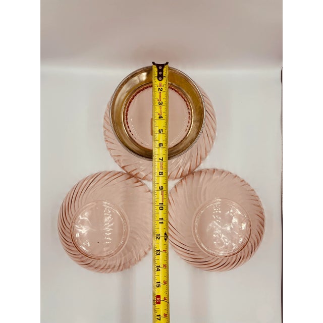 Vintage French Pink Glass Bowls- Set of 3 For Sale - Image 10 of 13