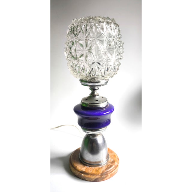 Blue 1950s Mid-Century Lamp Made of Glass, Onyx, and Marble For Sale - Image 8 of 15