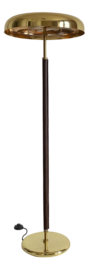 Art Deco Leather Clad Floor Lamp, 1980s
