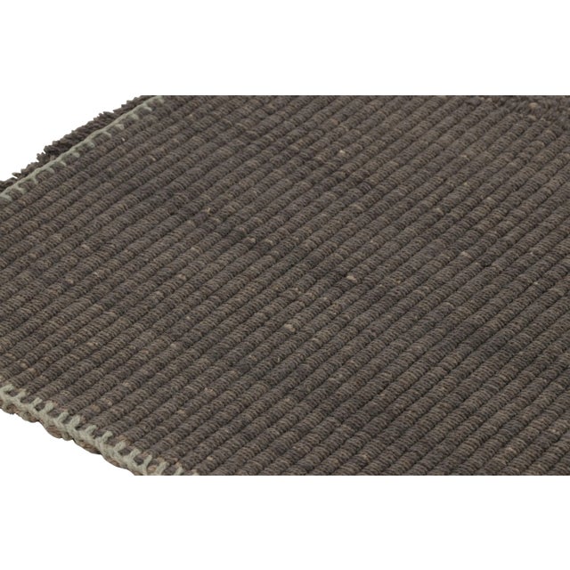 Rug & Kilim's Accent Kilim, Gray Textural Stripes With Beige Accents For Sale In New York - Image 6 of 8