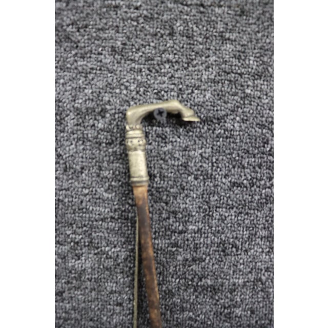 Brown Antique Sterling Silver Horse Hoof Handle Riding Crop For Sale - Image 8 of 12
