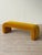 Vintage 1980s waterfall bench, newly reupholstered in golden ochre mohair. The elongated seat curves downward at both ends...