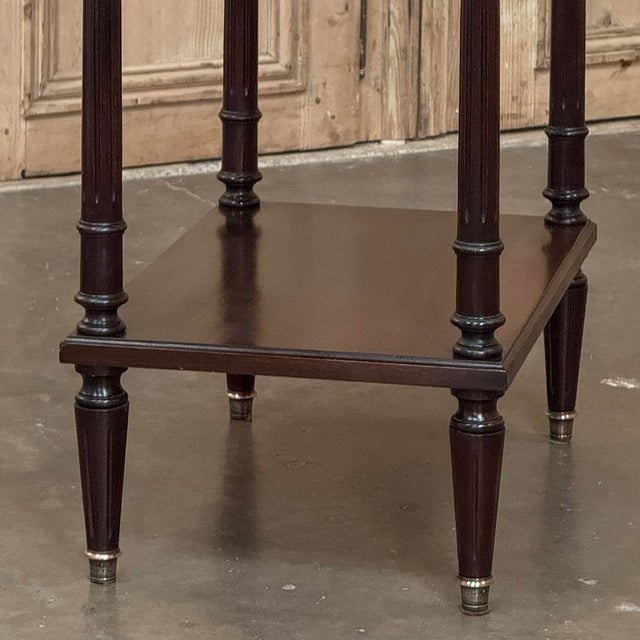 French Mid-Century Louis XVI Style Mahogany & Brass End Table For Sale - Image 11 of 18