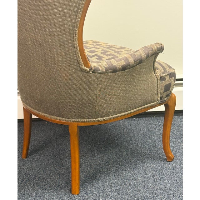 Textile Late 20th Century Upholstered Wingback French Chair For Sale - Image 7 of 10