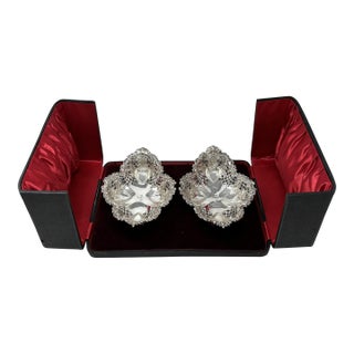 Antique Sterling Scottish Silver Pair Centerpieces Sweetmeat Candy Dishes 1900 For Sale