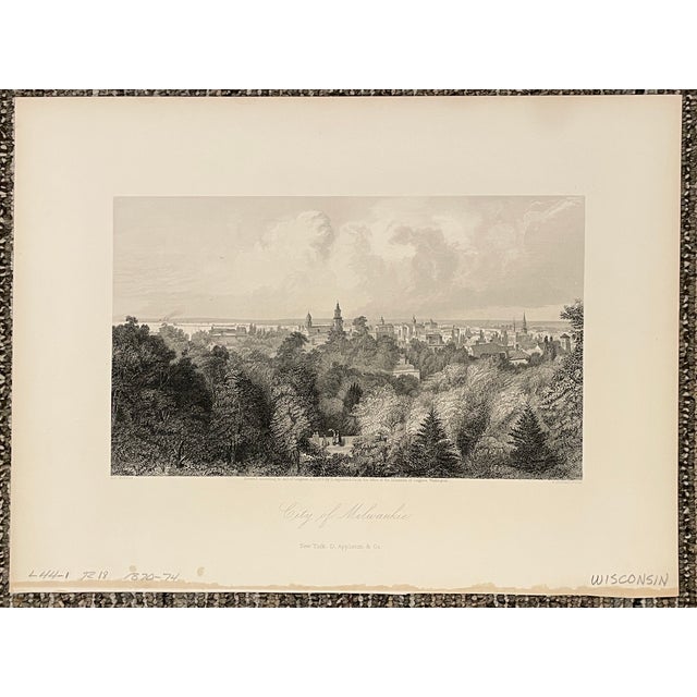 1872 View of Milwaukee, WI steel engraving. Published by D. Appleton and Company in New York.