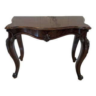 Antique Victorian Mahogany Serpentine Console Hall Table, 1850 For Sale