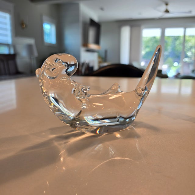 Steuben Glass 1980s Steuben Crystal Sea Otter Sculpture by James Houston For Sale - Image 4 of 17
