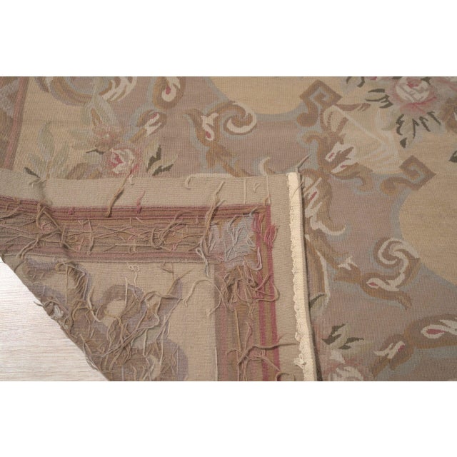 8x10 Vintage Aubusson Flat Weave Wool Rug, Beige Rose Bouquet For Sale - Image 11 of 14