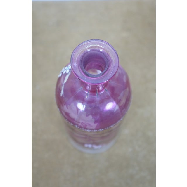 Antique Bohemian Cranberry Art Glass Liquor Wine Decanter Bottle 10" For Sale - Image 9 of 16