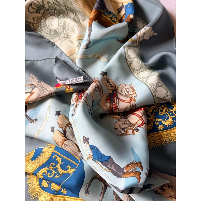 1990s Hermès Real Escuela Andaluza Silk Scarf 1996 Designed by Hubert De Watringant For Sale - Image 5 of 9