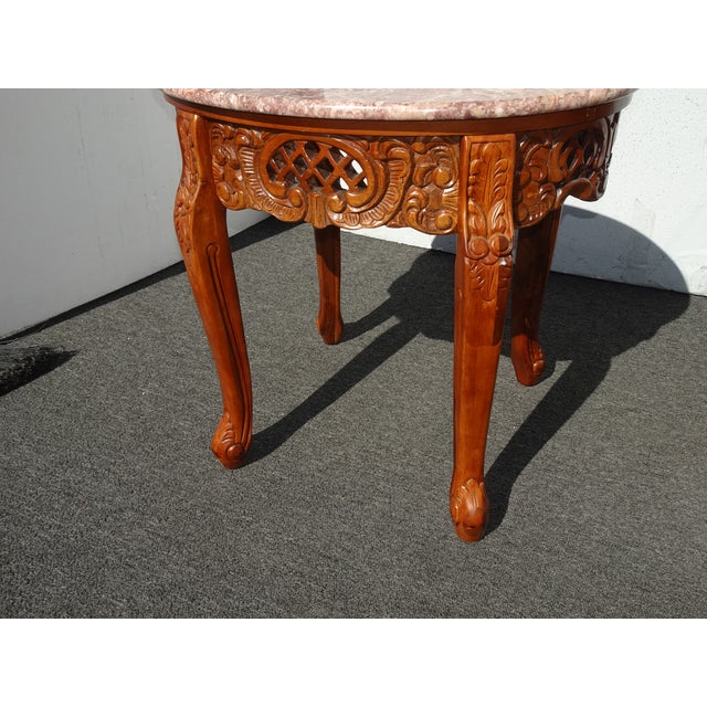 Vintage French Country Pink Marble Top End Tables ~ Side Tables For Sale - Image 9 of 15