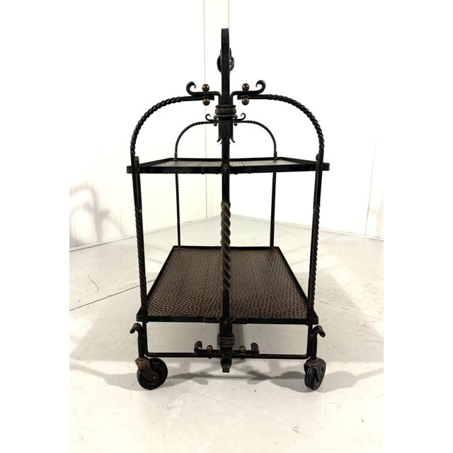 Brutalist Wrought Iron Folding Serving Trolley, 1960s For Sale - Image 4 of 15