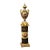 Baroque-Style Black Porcelain Vase With Marble Pedestal & Gold Leaf Details For Sale