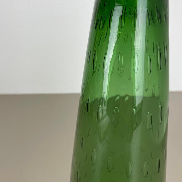 1970s Large Green Murano Glass Bullicante Bubble Vase, Italy, 1970s For Sale - Image 5 of 18