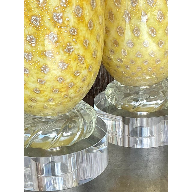 Vintage Regency Art Glass Lamps After Murano - a Pair For Sale - Image 12 of 12