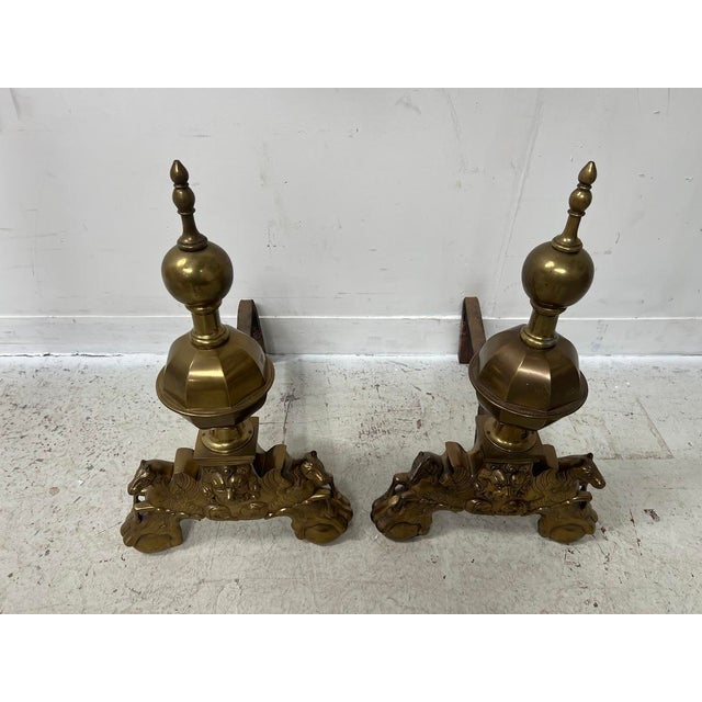 Brass Log Andirons, Set of 2 For Sale - Image 11 of 16