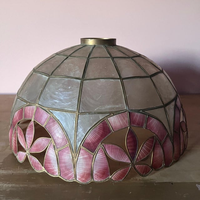 Vintage Capiz Two-Tone Lampshade For Sale - Image 11 of 12