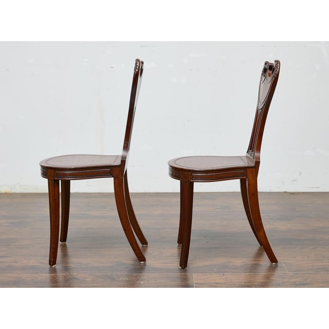 Brown Pair of English Mahogany Hall Chairs with Carved Eagle Heads, 19th Century For Sale - Image 8 of 11