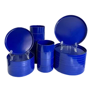 1960's Heller Moma Melamine Stackable Blue Plates Service for 10