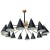 Midcentury Style Brass Chandelier With Black Perforated Shades For Sale - Image 9 of 9