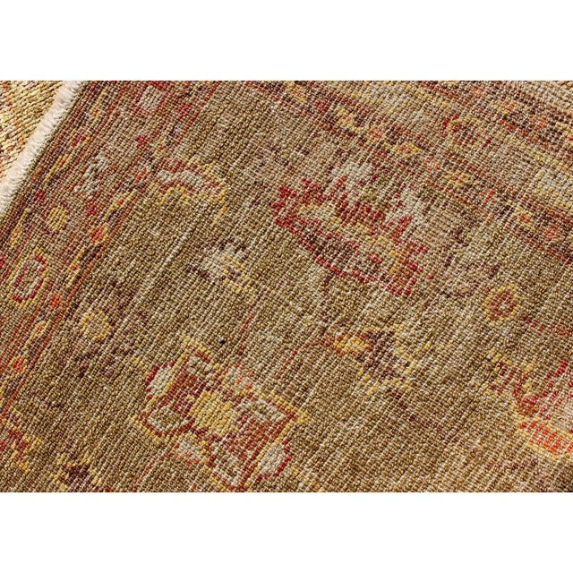 Early 20th Century Turkish Oushak Runner With Traditional All-Over Design in Yellow Green For Sale - Image 5 of 7