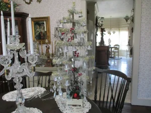 Old Replica of Antique First Artificial Christmas Tree With Ornaments Rare Find 36"