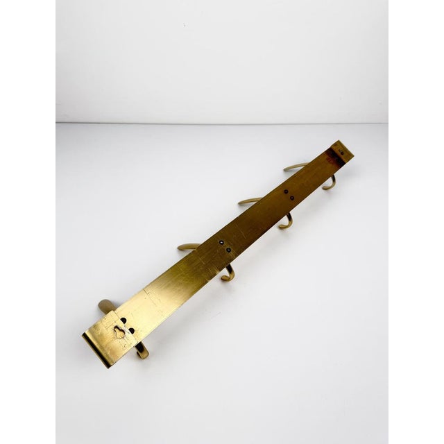 Mid-Century Gilt Metal Wall Coat Rack with 4 Hooks, 1960s For Sale - Image 9 of 18