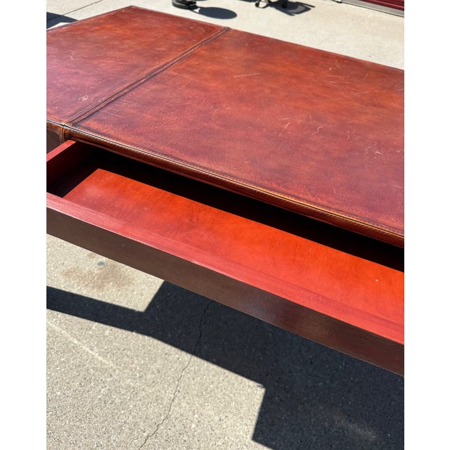 Contemporary Claudio Mariani Hand Stitched Leather-Top Desk For Sale - Image 3 of 8