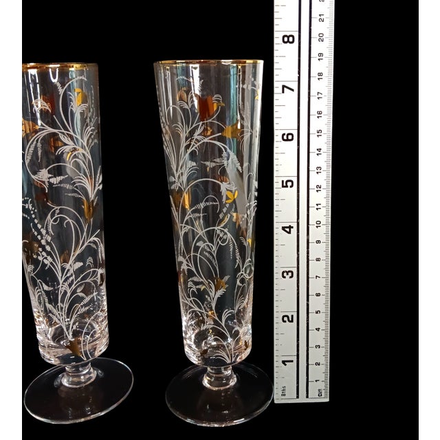 Gold Pottery Barn Gold Scatter Champagne Flutes Set of Two Glasses - A Pair For Sale - Image 8 of 9