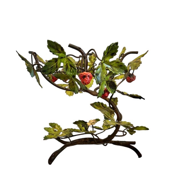 English Vintage Italian Tole / Toleware Strawberry Centerpiece Bowl Stand, Circa 1940 For Sale - Image 3 of 9