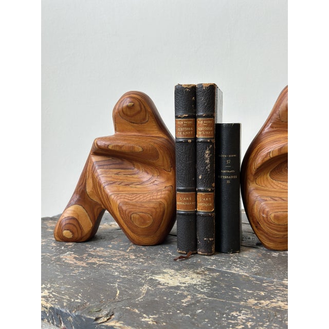 1980s Vintage Laminated Wood Figural Bookends by Robert Hargrave, Circa 1970s-80s For Sale - Image 5 of 16