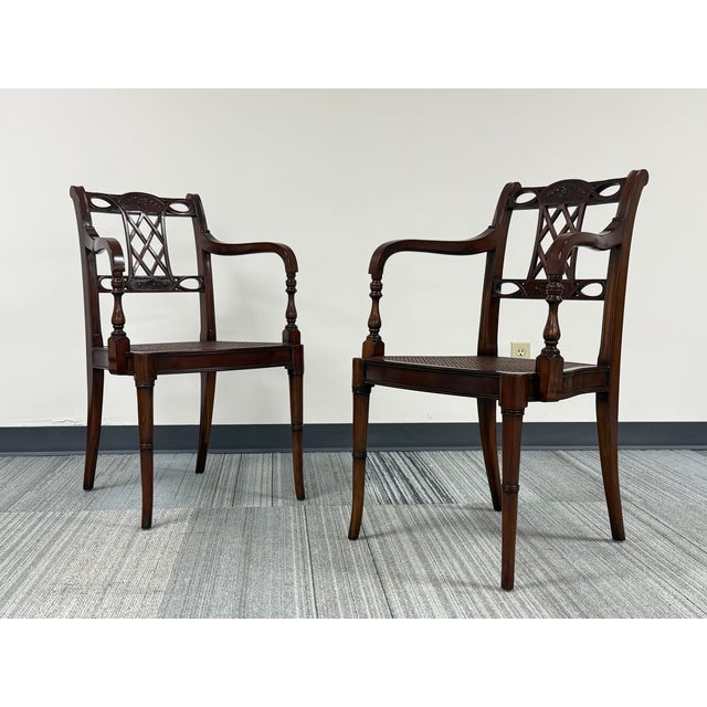 Wood English Style Regency Armchair by Maitland Smith ~ a Pair For Sale - Image 7 of 10
