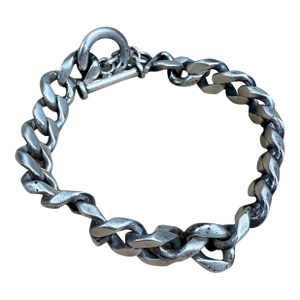 1970s Chunky Cuban Link Sterling Silver Bracelet Taxco