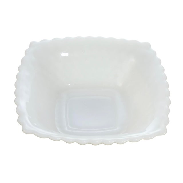 Traditional White Glass Diamond Hobnail Bowl For Sale - Image 3 of 4