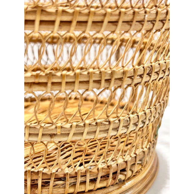 1950s Vintage Wicker Easter Gathering Basket - Bentwood Openwork French Country Cottage Basket For Sale - Image 5 of 11