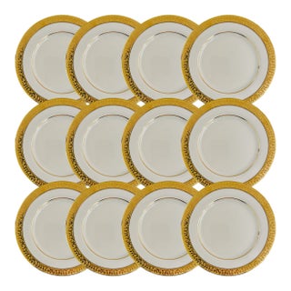 Vintage Gold Encrusted Band Bread & Butter Plates - Set of 12 For Sale