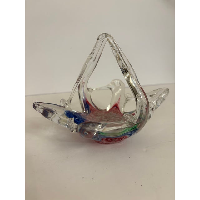 Vintage Hand Blown Glass Murano Art Basket For Sale - Image 12 of 12