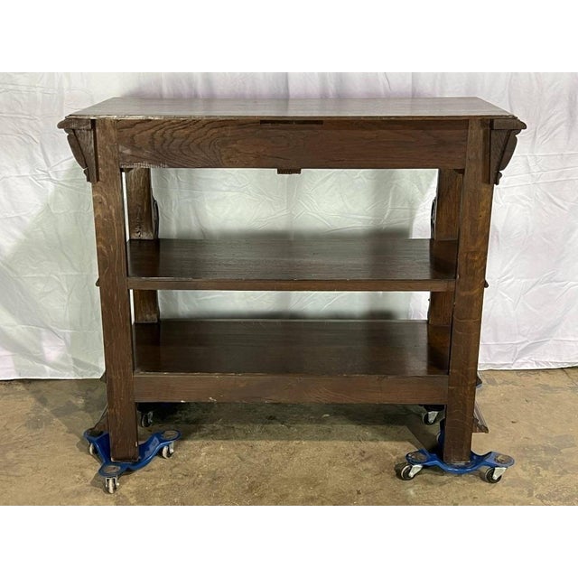 Antique Carved English Oak Server Circa 1880's For Sale - Image 9 of 12