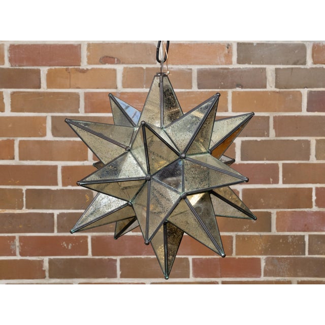 Mid 20th Century Mid Century Modern French Star Shaped Light Fixture with Mirrored Panels, USA Wired For Sale - Image 10 of 12