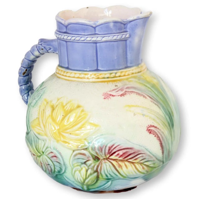 Antique English Majolica Pitcher For Sale - Image 4 of 7