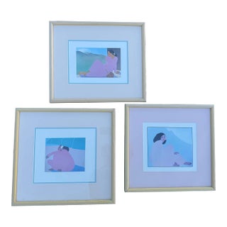 Vintage 70’s Pegge Hopper Lithographs Signed Matted Framed For Sale